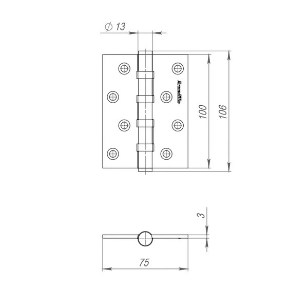 Петля универсальная IN4500UC-BL BPVD 100x75x3 INOX304 вороненый никель БЛИСТЕР
