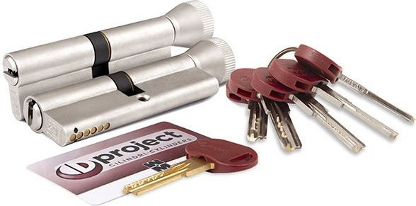 Цилиндровый механизм Mottura (Моттура) с вертушкой DPC1F5151 S3 (102 мм/46+10+46) САТИН.НИКЕЛЬ. 5+1 кл.