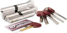 Цилиндровый механизм Mottura (Моттура) с вертушкой DPC1F4646 S3 (92 мм/41+10+41) САТИН.НИКЕЛЬ. 5+1 кл.
