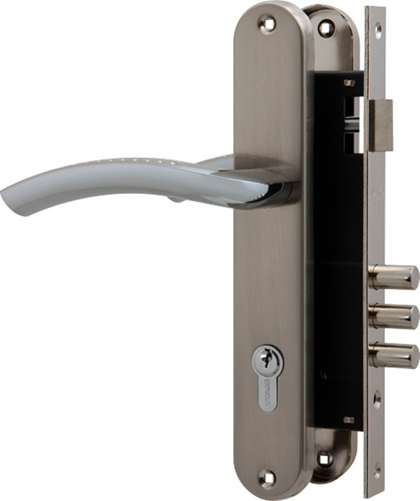 Замок цилиндровый Fuaro (Фуаро) с в комплекте с ручкой LOCKSET.9013 (SET F9011) SN/CP мат.никель